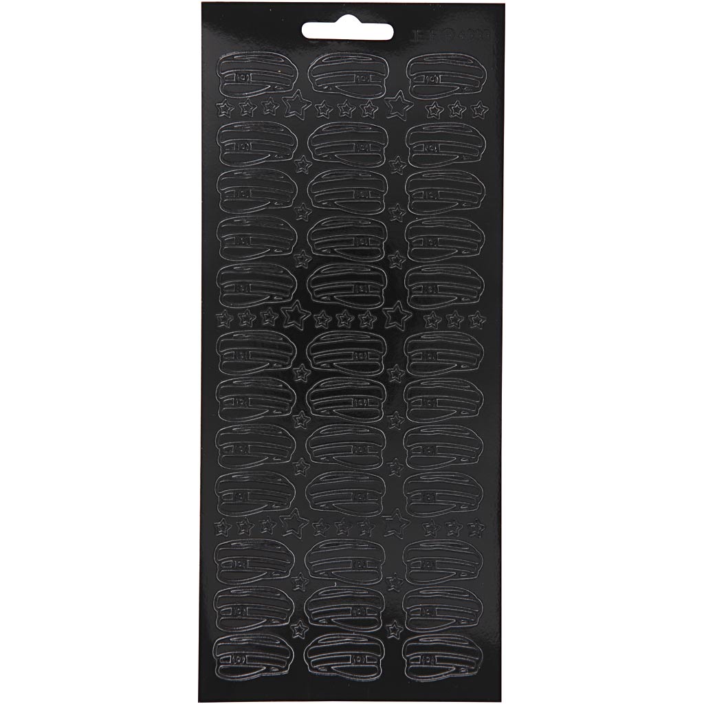 Stickers, hat, sheet 10x23 cm, black, 1 sheet