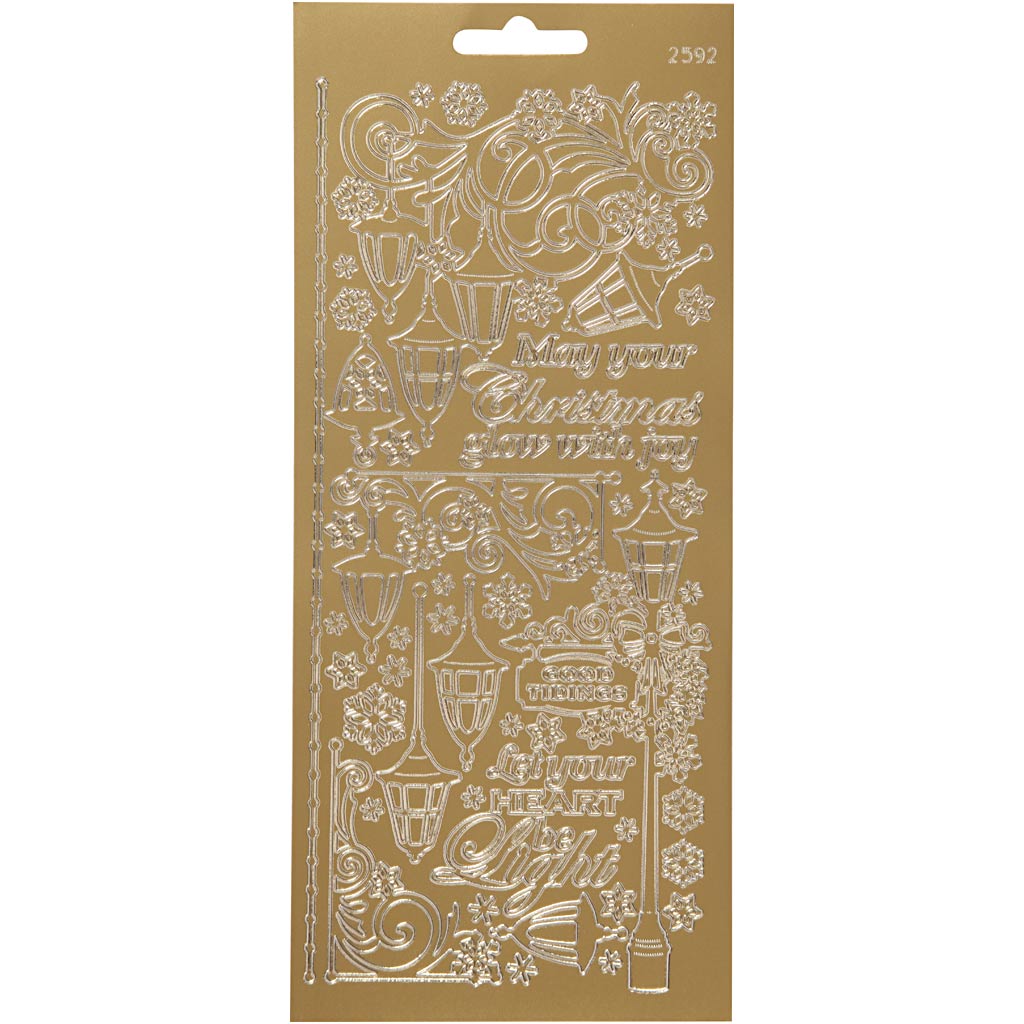 Stickers, lanterns, sheet 10x23 cm, gold, 1 sheet