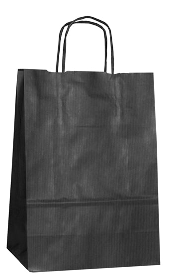 Paper Carrier Bags Black 18+8x24cm Kraft 100 grams