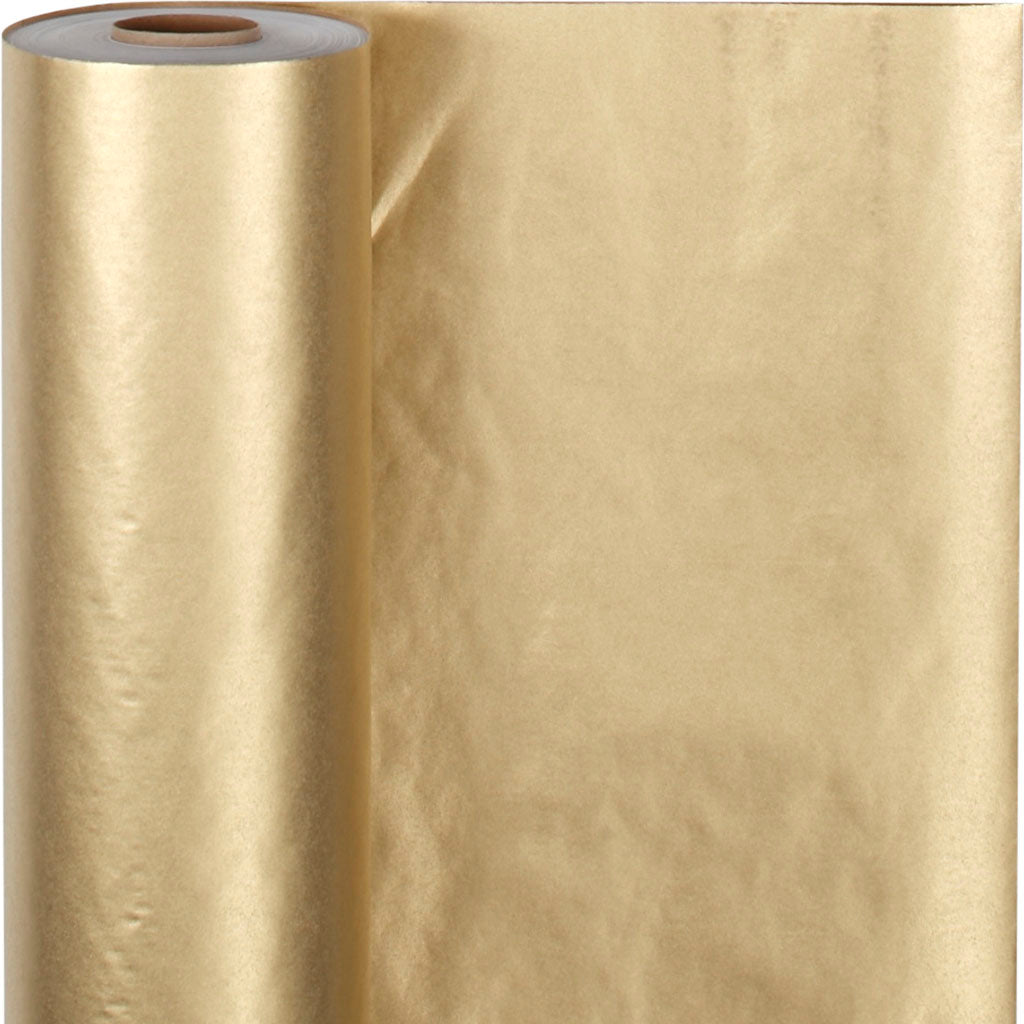 Wrapping Paper, W: 50 cm, 60 g, gold, 100 m/ 1 roll