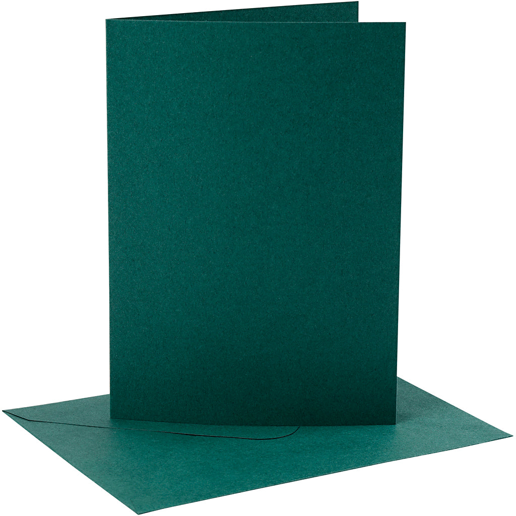Cards and envelopes, card size 12,7x17,8 cm, envelope size 13,3x18,5 cm, 230 g, dark green, 4 set