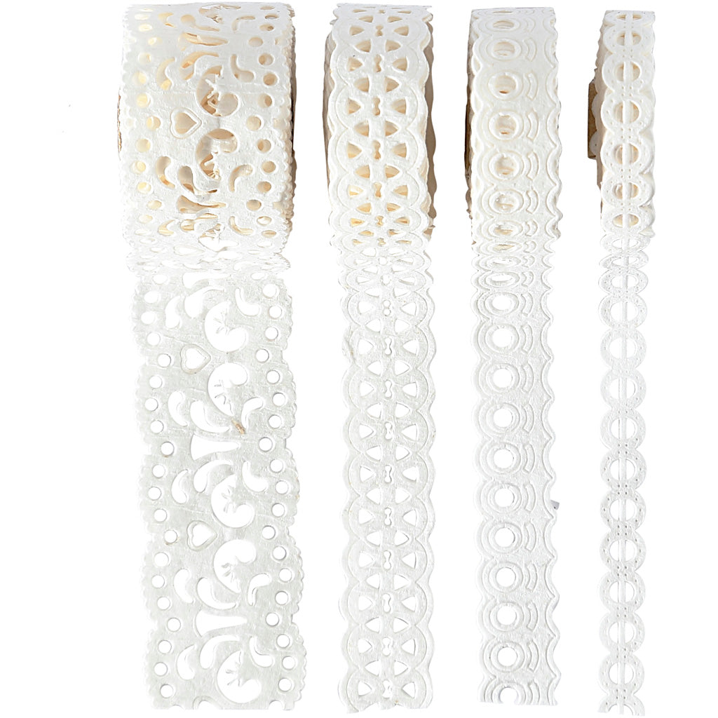 Paper Lace Borders, W: 8-23 mm, white, 4x2 m