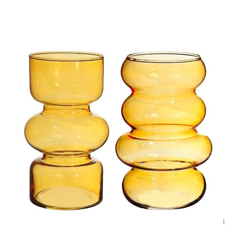 Flower Vase Ø10 cm H: 18 cm Ochre (6 Pcs)