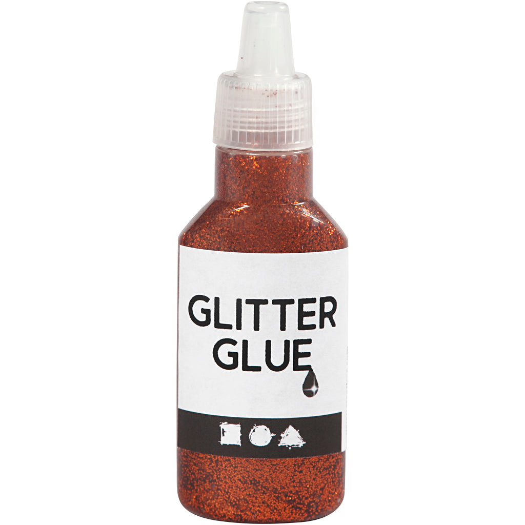 Glitter Glue, orange, 25 ml/ 1 bottle