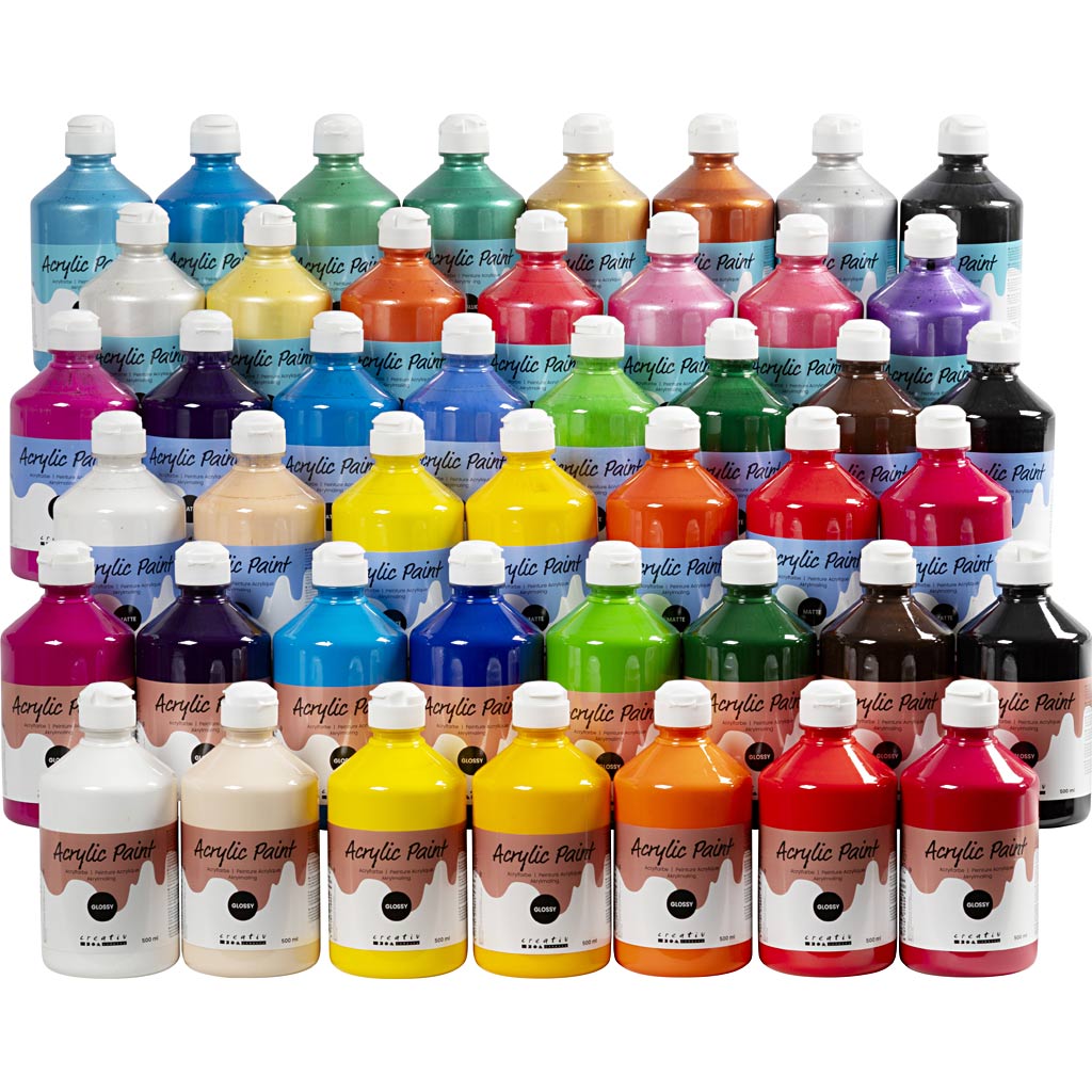 Acrylic Paint, assorted colours, 45x500 ml