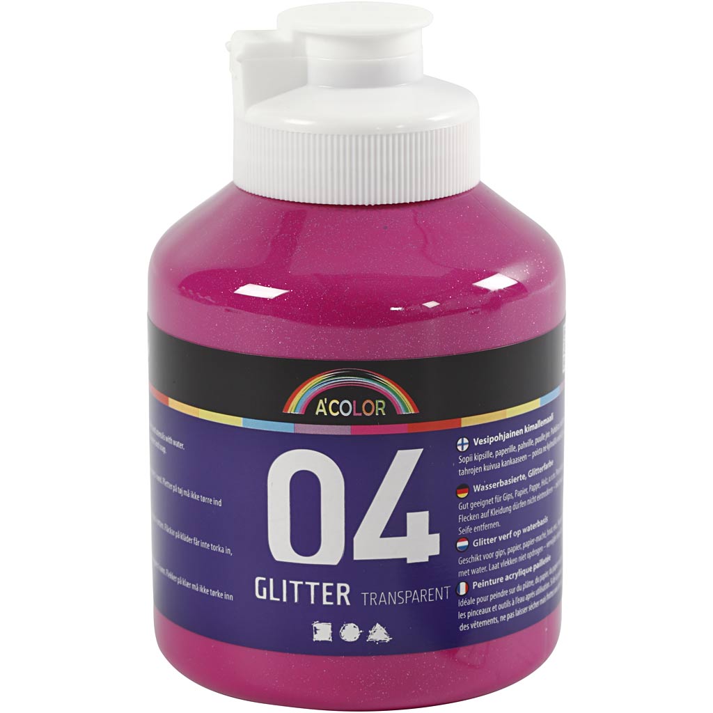 Glitter Acrylic Paint, pink, 500 ml/ 1 bottle