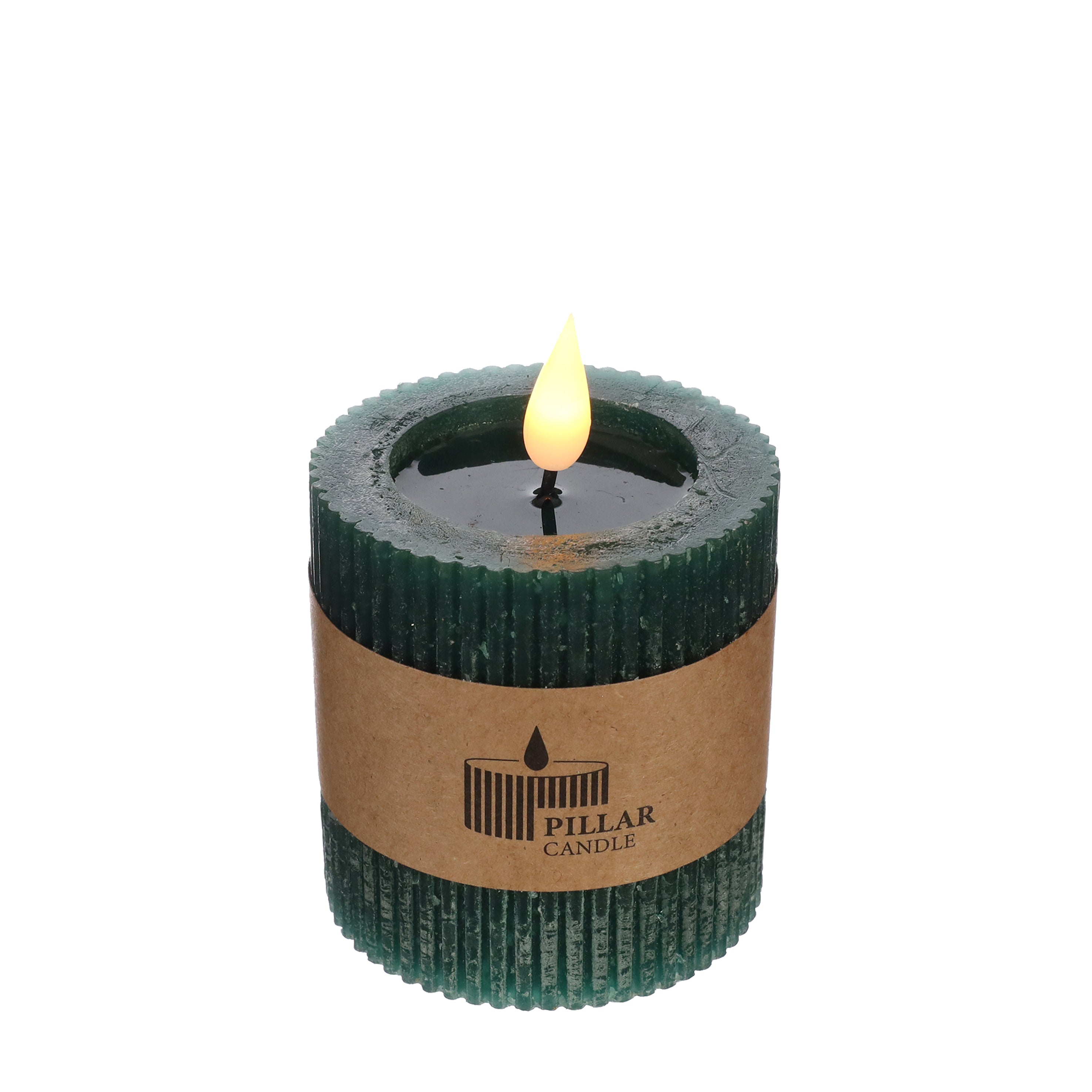 LED Rustic Pillar Candle Ø7 h. 7,5cm Moss green (1 pc)