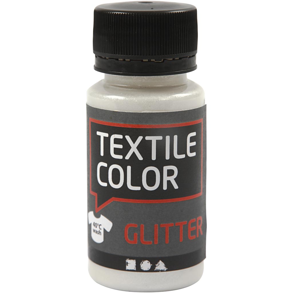 Textile Color Paint, glitter, transparent, 50 ml/ 1 bottle
