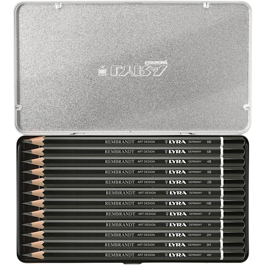 Art Design Drawing Pencils, B,2B,3B,4B,5B,6B,HB,H,2H,3H,4H,F, 12 pc