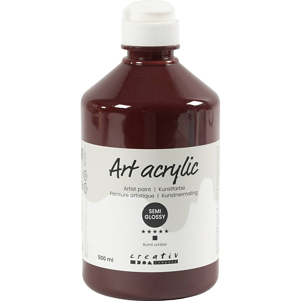 Art Acrylic, semi-glossy, opaque, burnt umber, 500 ml/ 1 bottle