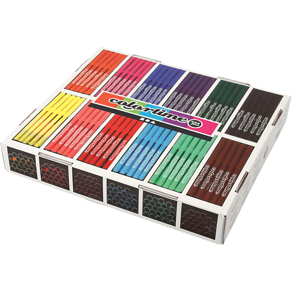 Colortime Markers, line 2 mm, assorted colours, 12x24 pc