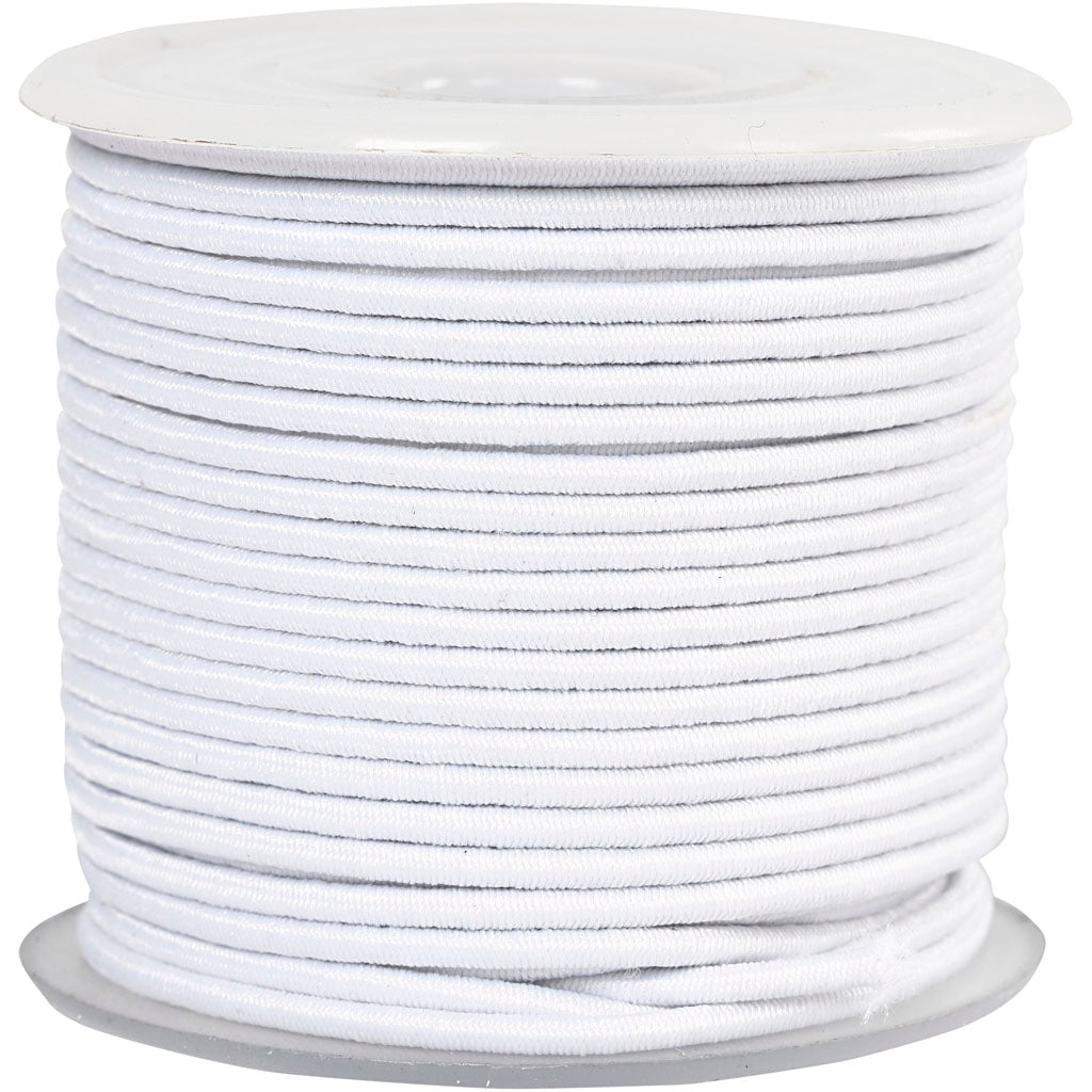 Elastic Cord, thickness 2 mm, white, 25 m/ 1 roll