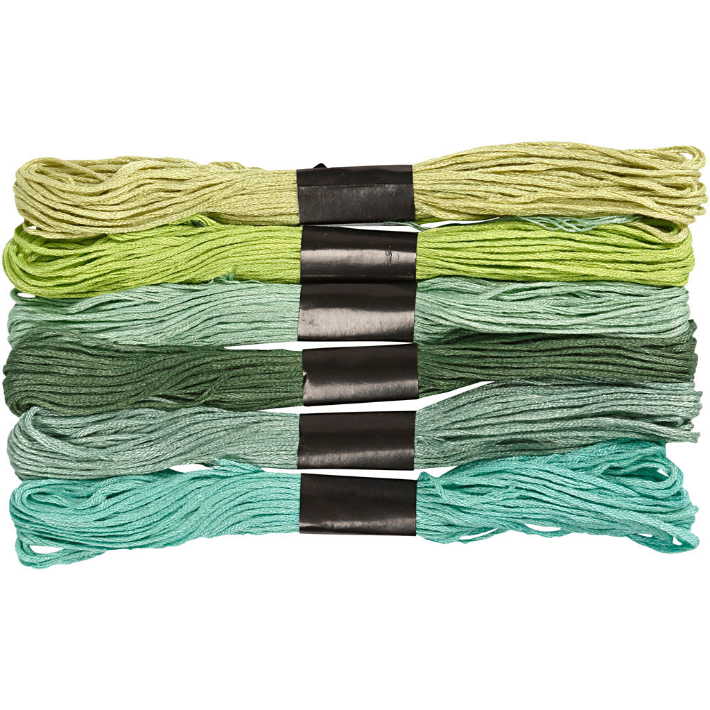 Embroidery Thread, thickness 1 mm, green, 6 bundle