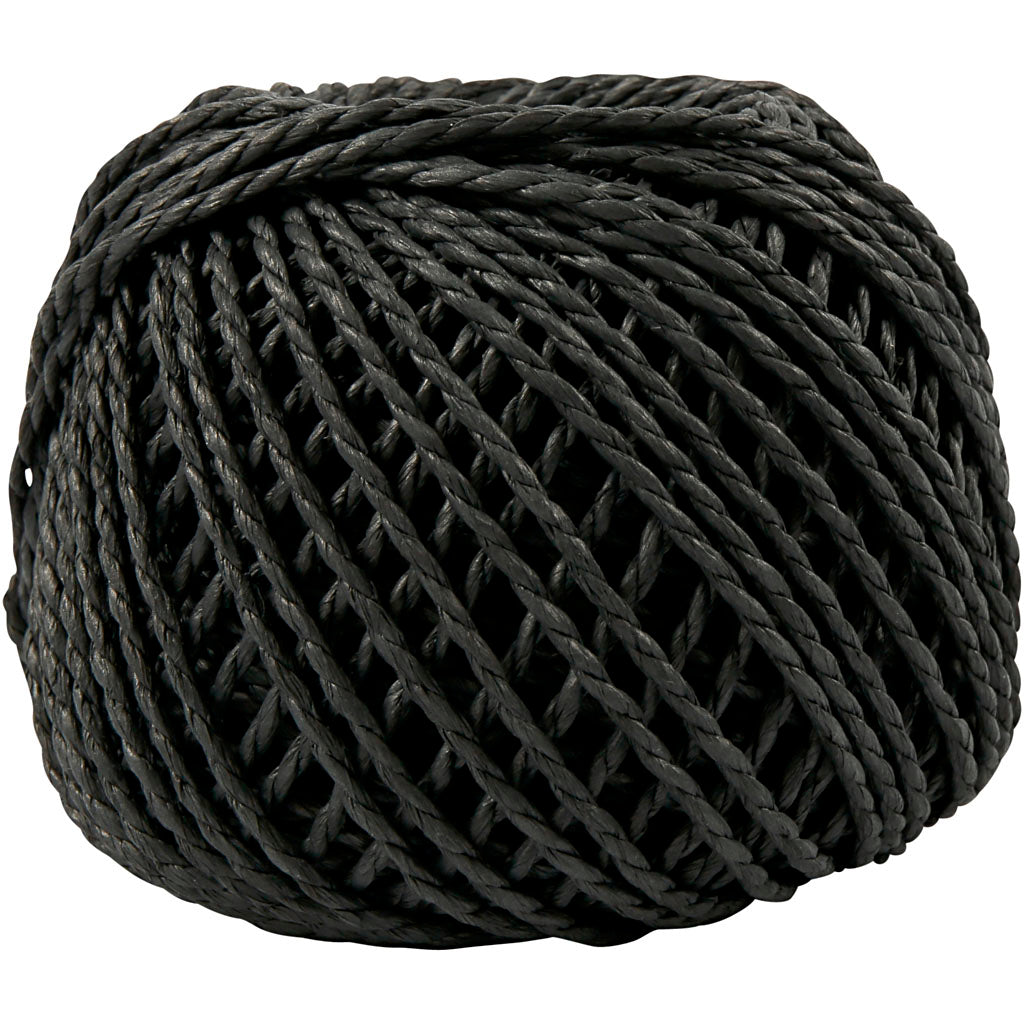 Paper Yarn, thickness 2,5-3 mm, black, 150 g, 40 m/ 1 ball