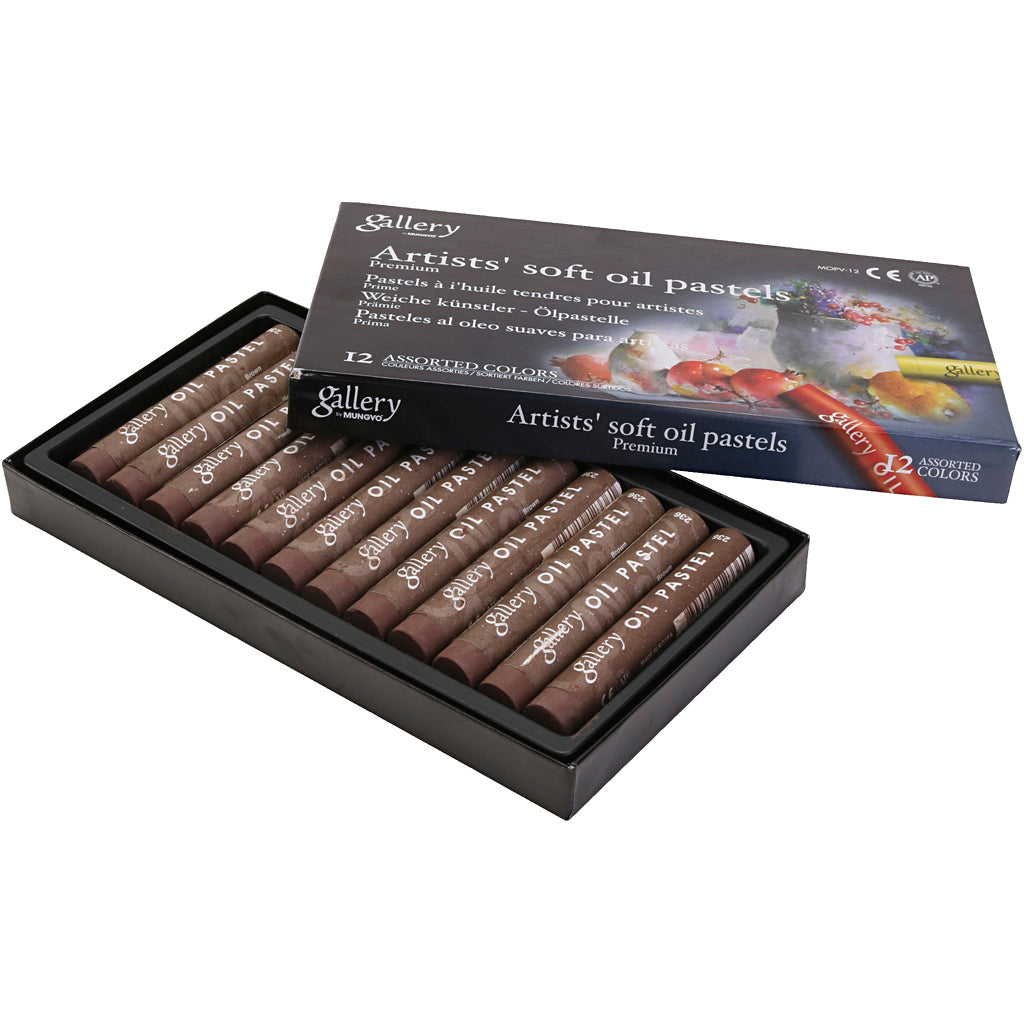 Gallery Oil Pastel, L: 7 cm, dia. 11 mm, thickness 11 mm, brown, 12 pc