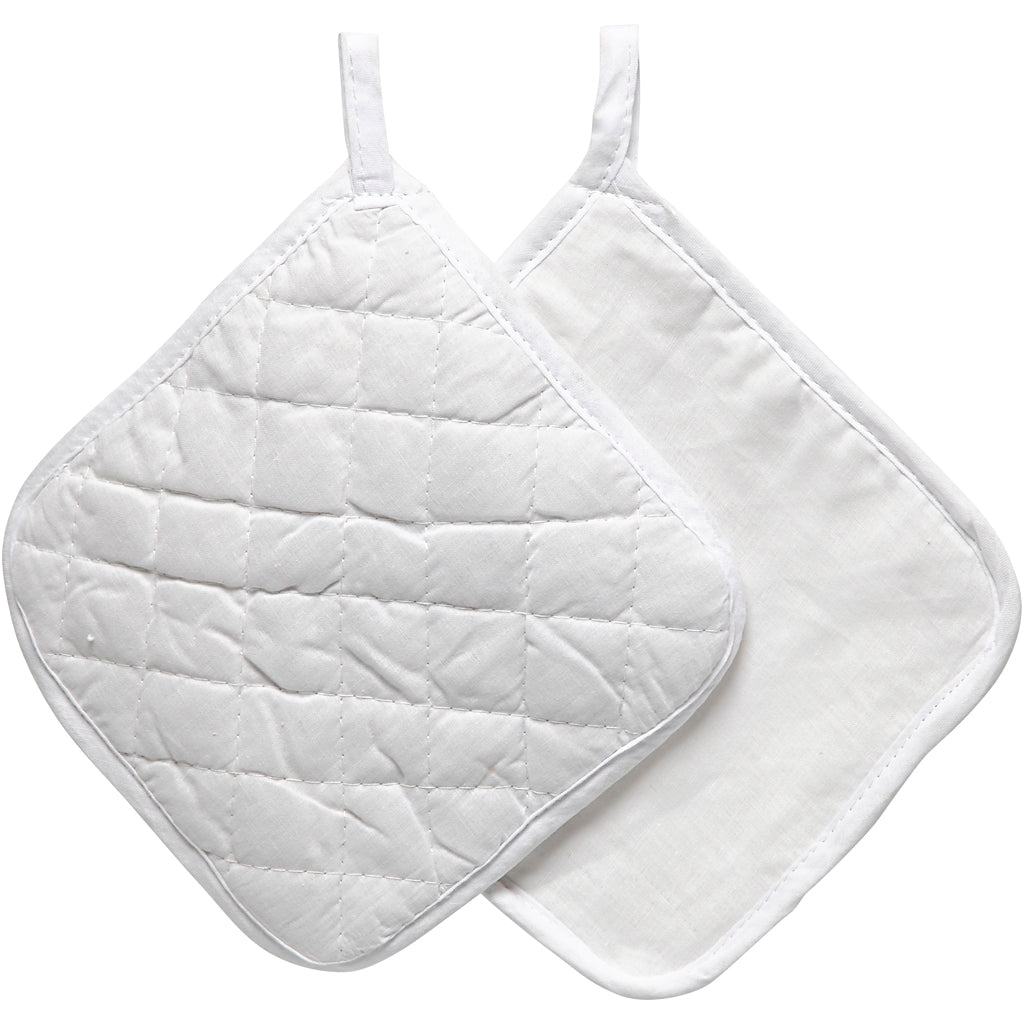 Pot Holders, size 20x20 cm, 145 g, white, 1 pair