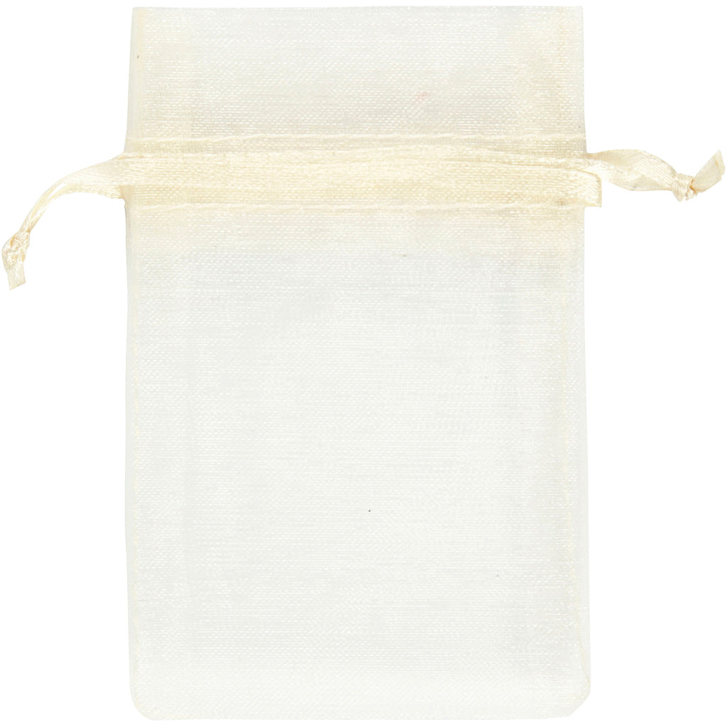 Organza Bags, size 7x10 cm, off-white, 10 pc