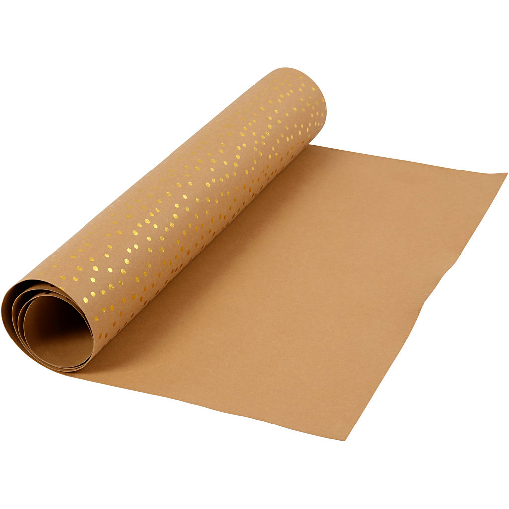 Faux Leather Paper, W: 50 cm, one coloured,foil, 350 g, light brown, gold, 1 m/ 1 roll