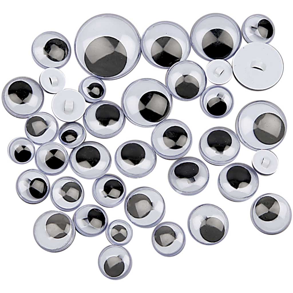 Googly Eyes, sew-on, sewing, dia. 8-20 mm, 24 asstd.