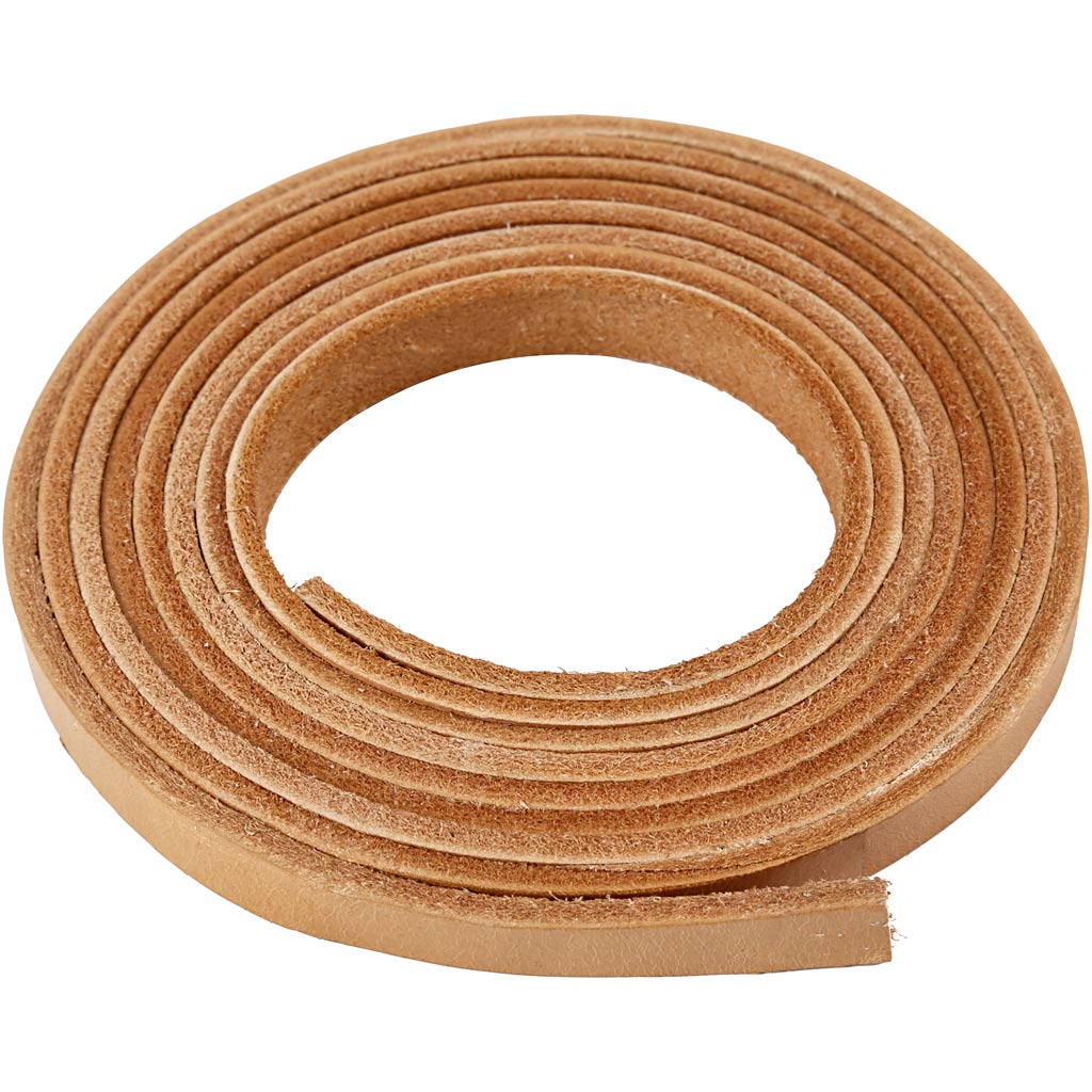 Leather Band, W: 10 mm, thickness 3 mm, natural, 2 m