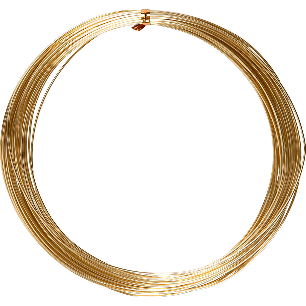 Aluminium Wire, round, thickness 1 mm, gold, 16 m/ 1 roll