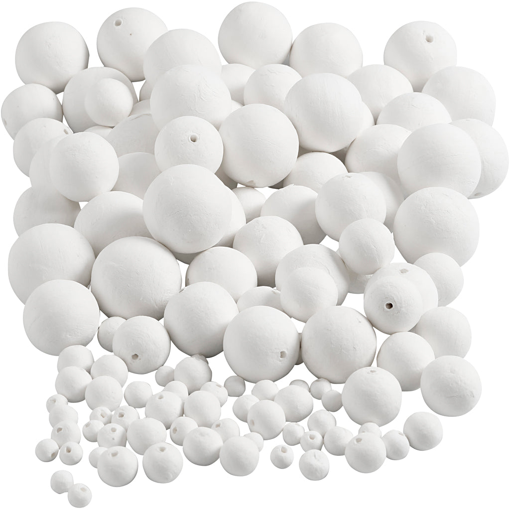 Compressed Cotton Balls, dia. 12+15+20+30+40+50 mm, white, 240 pc