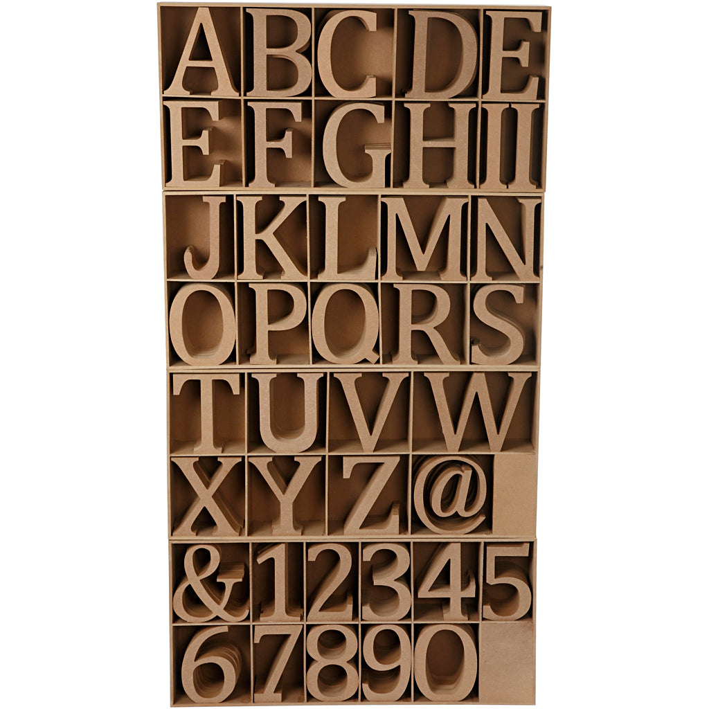 Wooden Letters, Numbers And Symbols, H: 13 cm, thickness 2 cm, 160 pc