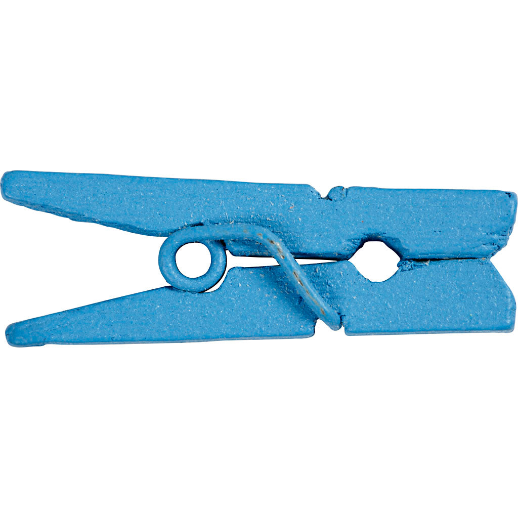 Mini Clothes Peg, L: 25 mm, W: 3 mm, blue, 36 pc