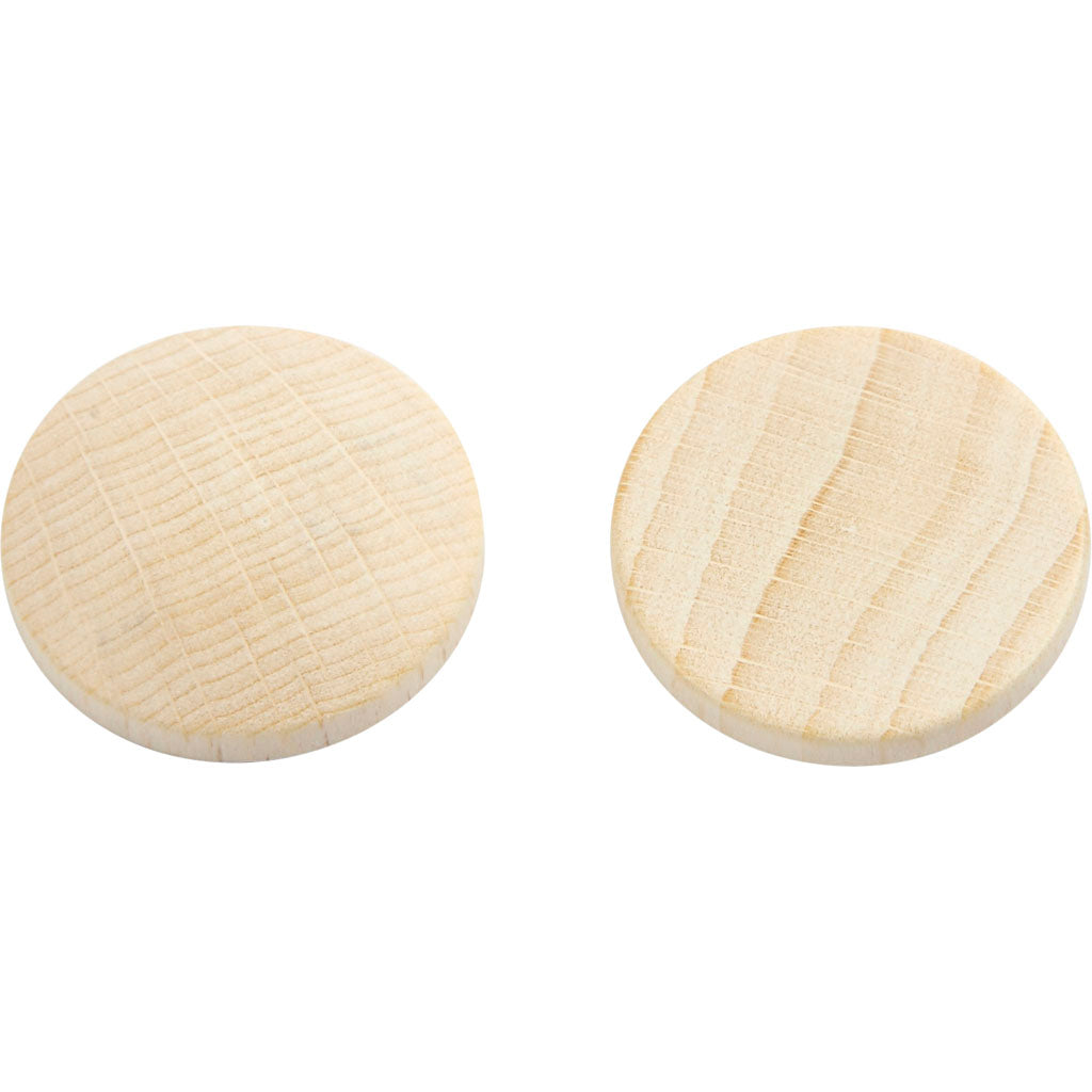 Wooden buttons, dia. 25 mm, thickness 5 mm, 150 pc
