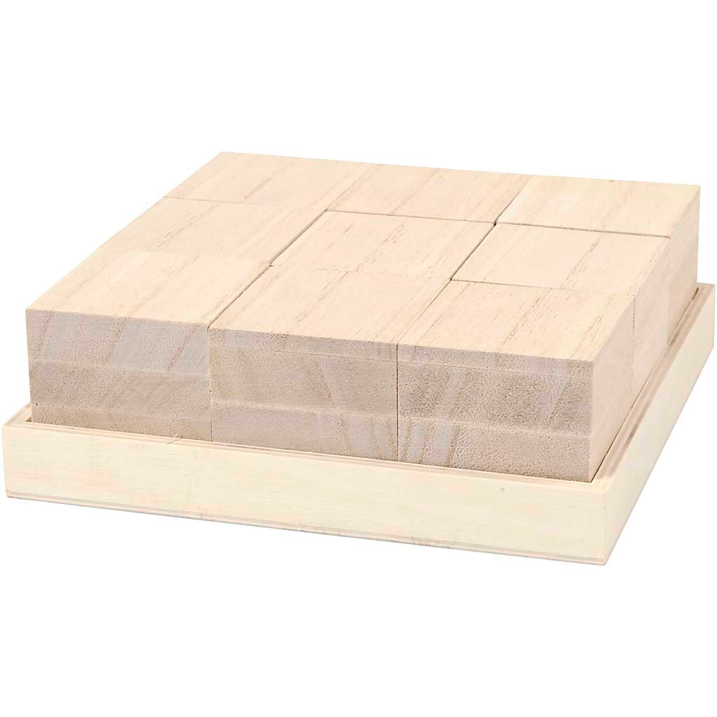 Wooden Cubes, size 4x4x4 cm, 9 pc