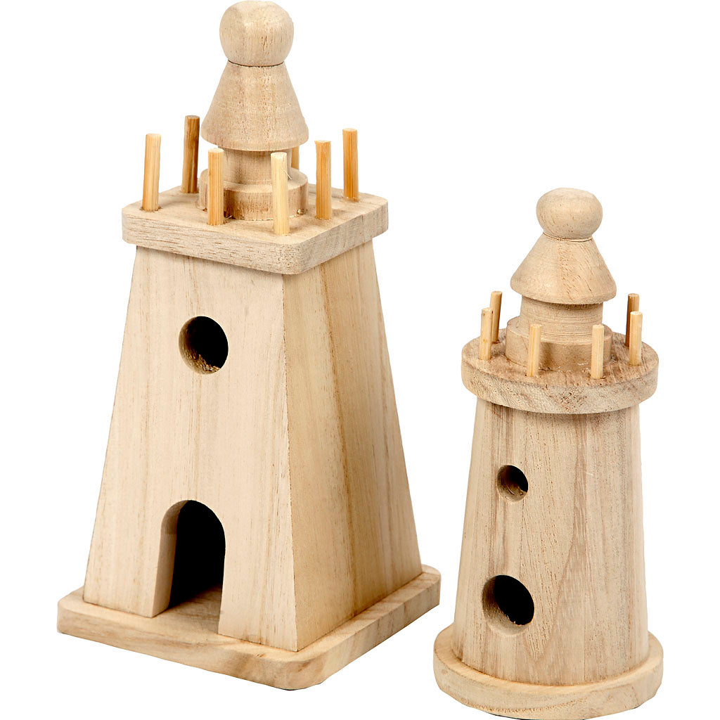 Lighthouse, H: 13,5+18 cm, 2 pc