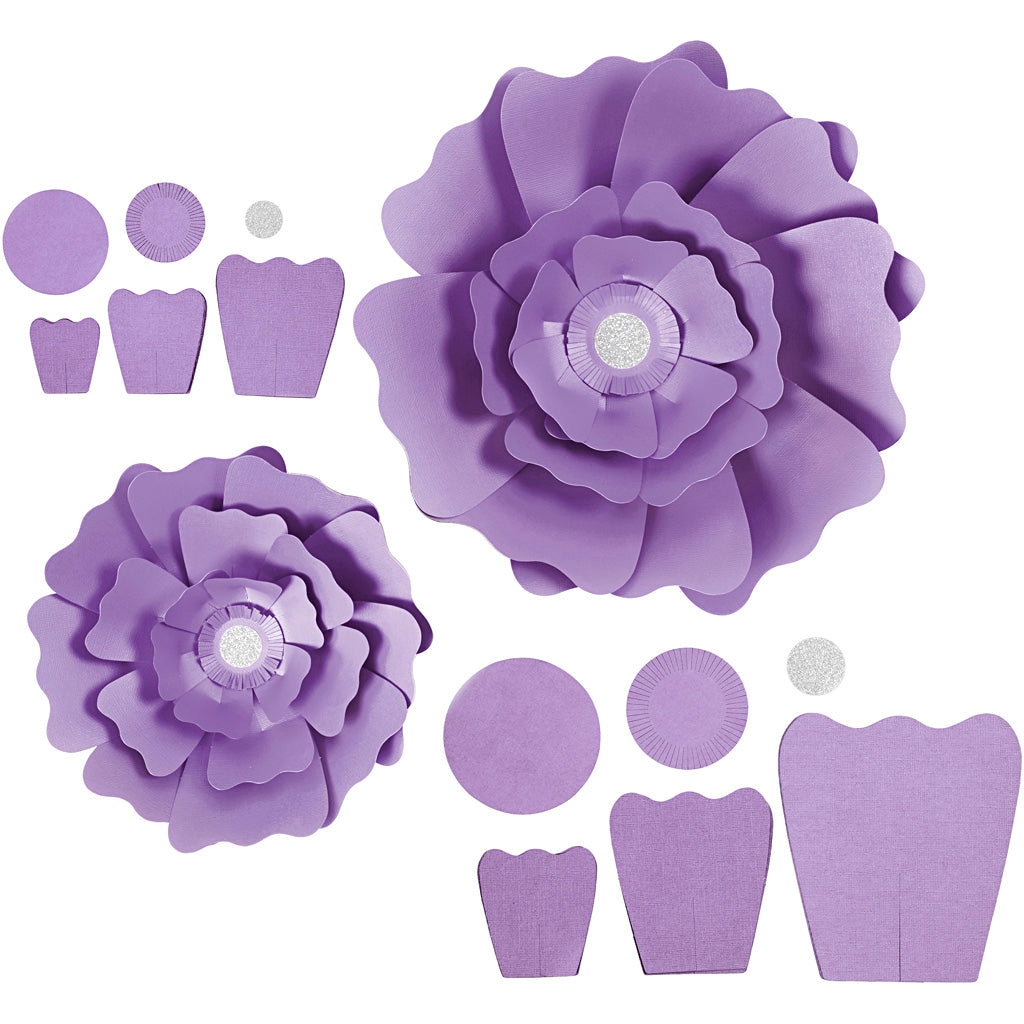 Paper Flowers, dia. 15+25 cm, 230 g, purple, 2 pc