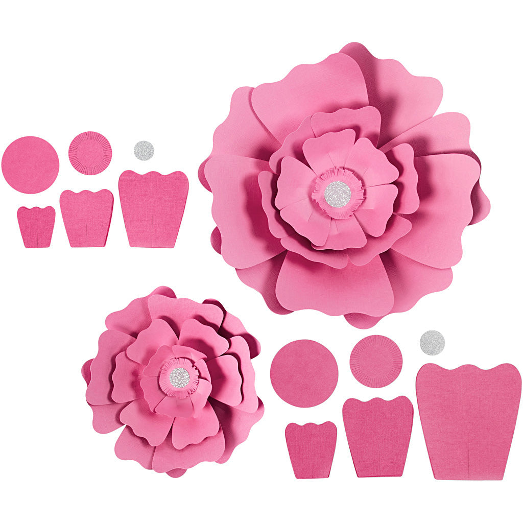 Paper Flowers, dia. 15+25 cm, 230 g, light red, 2 pc