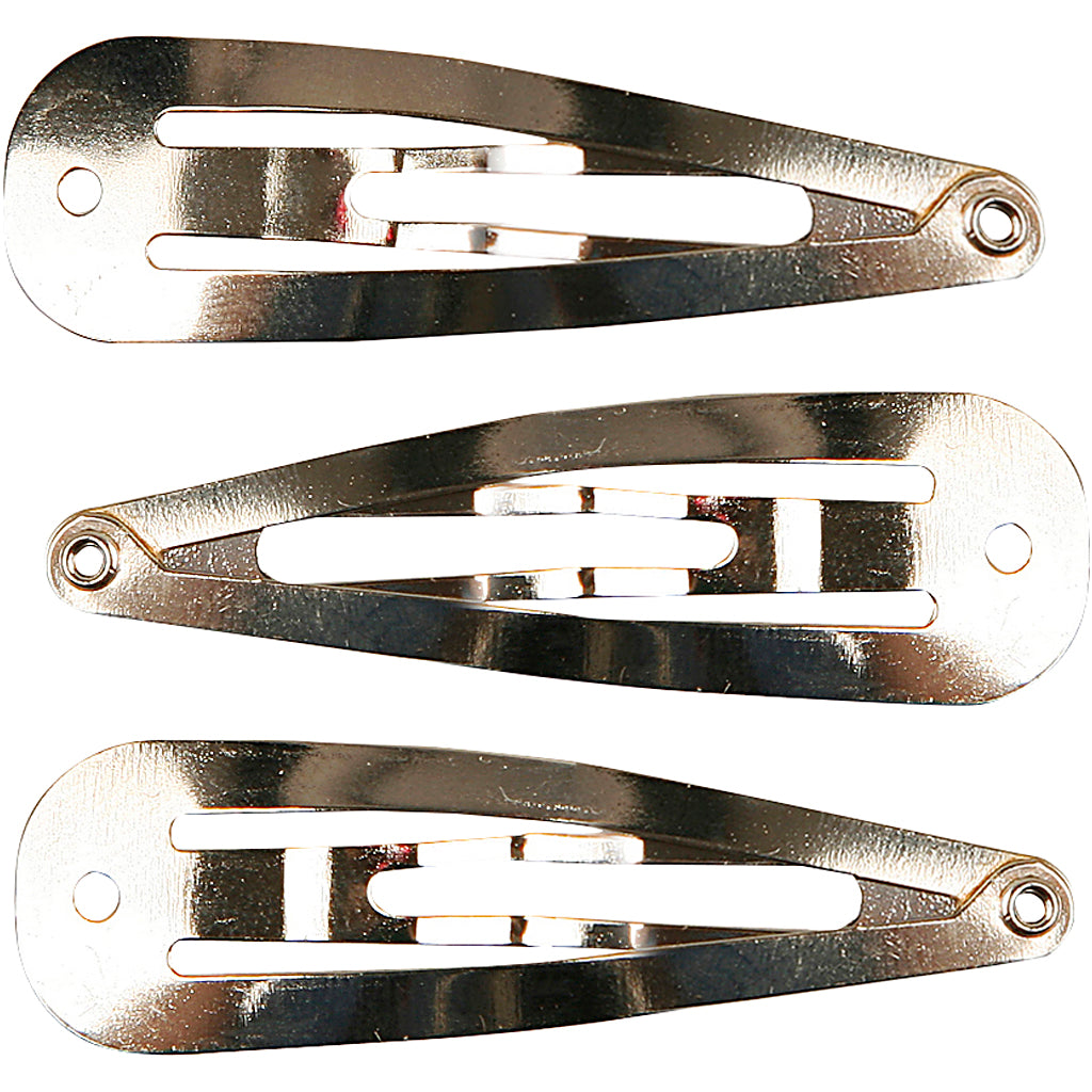 Hair Clips, L: 45 mm, W: 14 mm, silver-plated, 100 pc