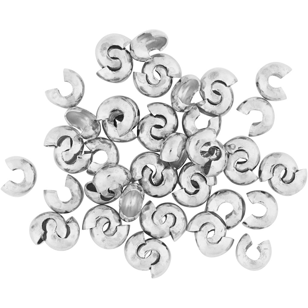 Crimp Bead Cover, dia. 5 mm, silver-plated, 500 pc