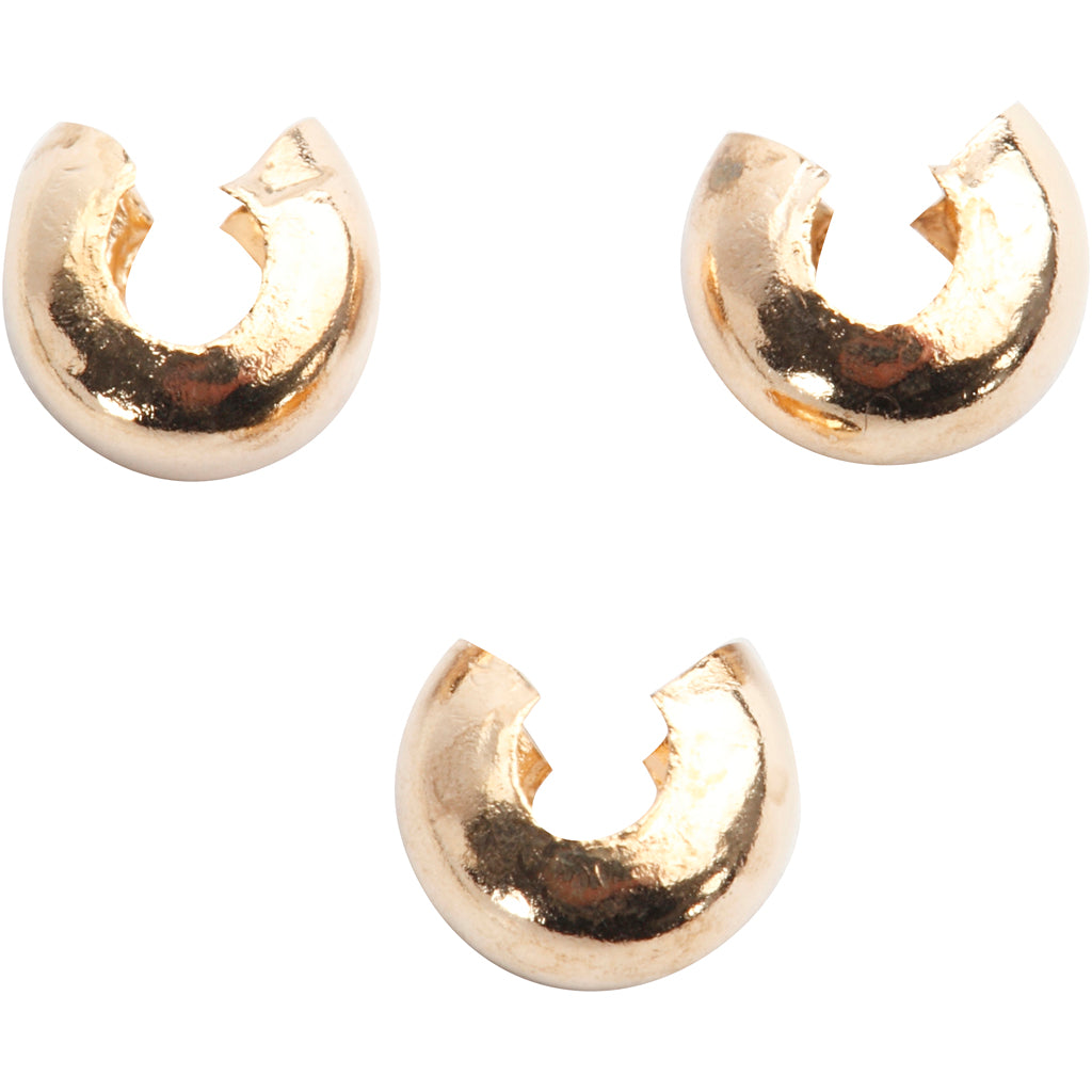 Crimp Bead Cover, dia. 5 mm, gold-plated, 50 pc