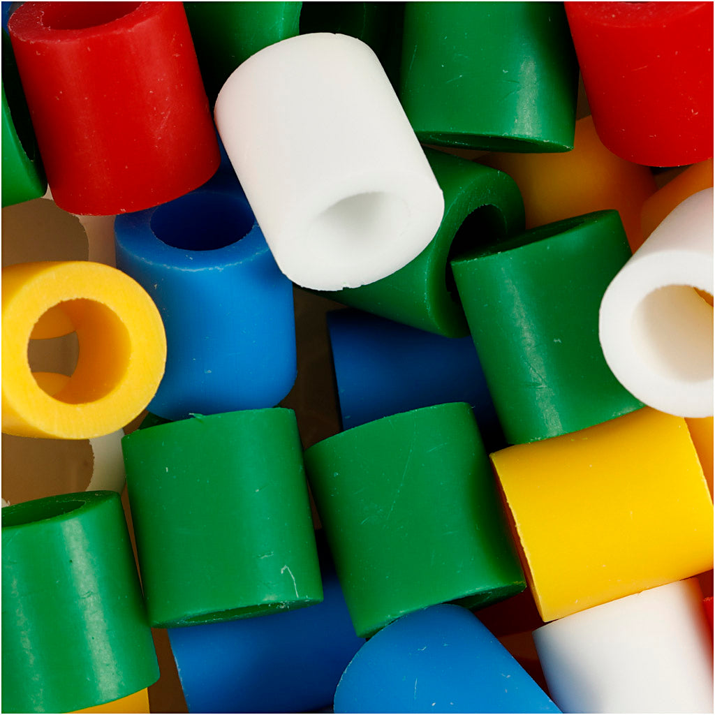 Fuse Beads, size 10x10 mm, hole size 5,5 mm, JUMBO, standard colours, 2450 asstd.