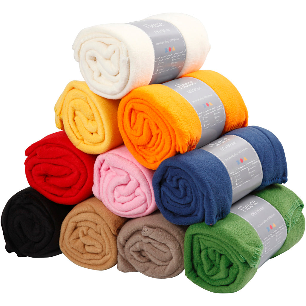 Fleece, L: 125 cm, W: 150 cm, assorted colours, 10 pc