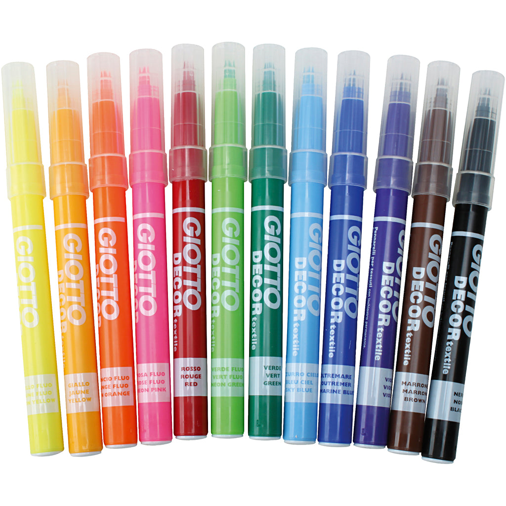 GIOTTO Fabric Marker, line 4 mm, assorted colours, 12 pc