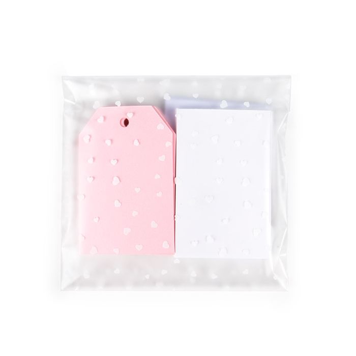 Frosted Plastic Bags 14x14 cm with Hearts Peal and Seal