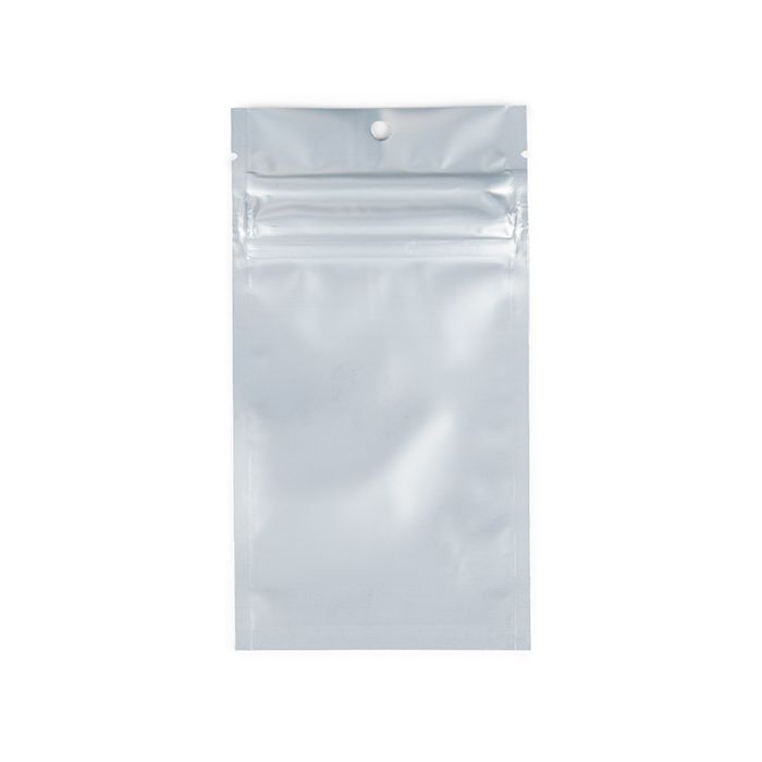 Grip Seal Bags w/ Child Resistant Zipper Matte Silver 7.6x11.4 cm