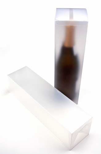 PLBF176 Boite pliante givrées pour bouteille transparente 8x8x31 cm.