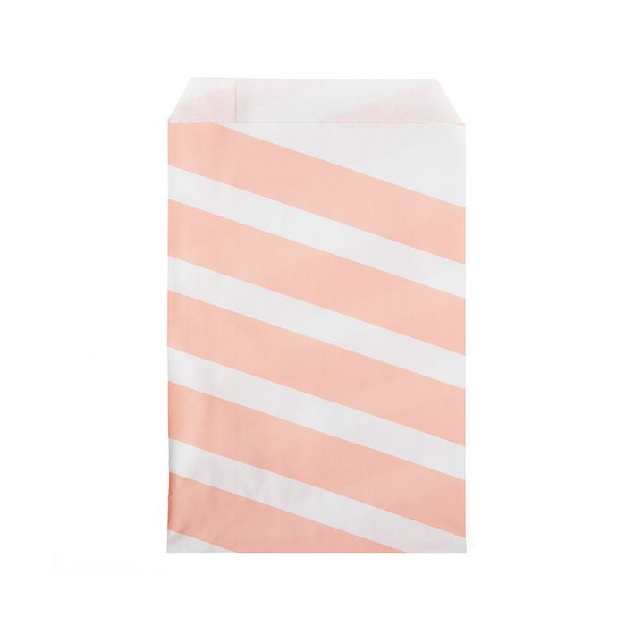 Paper Bags White with Pink Stripes 12,7x20,3 cm