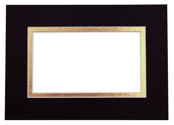 Mount Board Double thick Black/Gold 27.9x35.6cm with 20.6x27cm Window