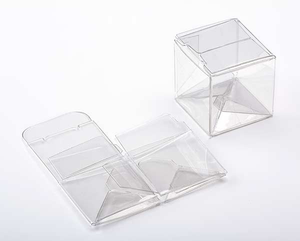 Plastic Gift Boxes 3.8x3.8x3.8cm Crystal Clear with Autolock Bottom