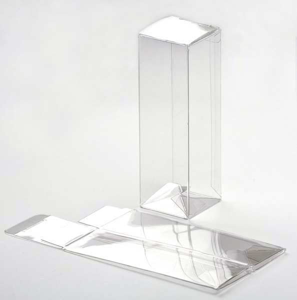 Plastic Gift Boxes 4.1x4.1x12.7cm Crystal Clear with Autolock Bottom