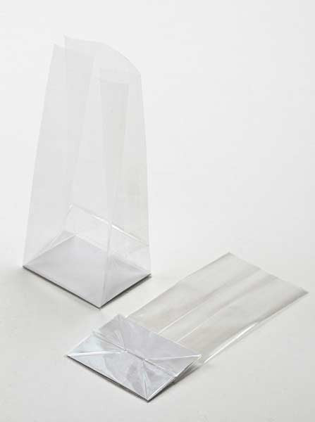 Block Bottom Bags Super Clear 4.4x4.4x21.6cm with paper insert