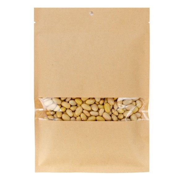 Kraft Bags Compostable 13.7x18.5cm with Window and Sealable