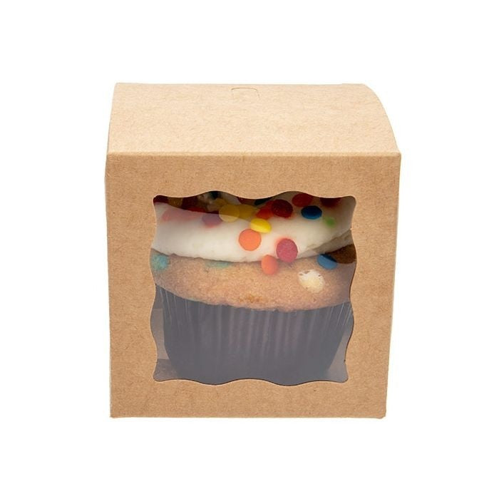 Boite en kraft avec fenètres sur 3 cotés 7.5x7.5x7.5 cm (25 pièces) [WKRG345)