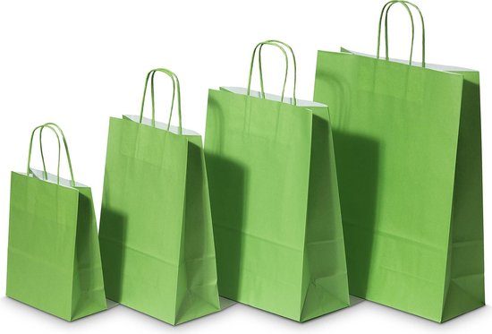 Paper Carrier Bags Green 22+10x31cm Kraft 90 grams